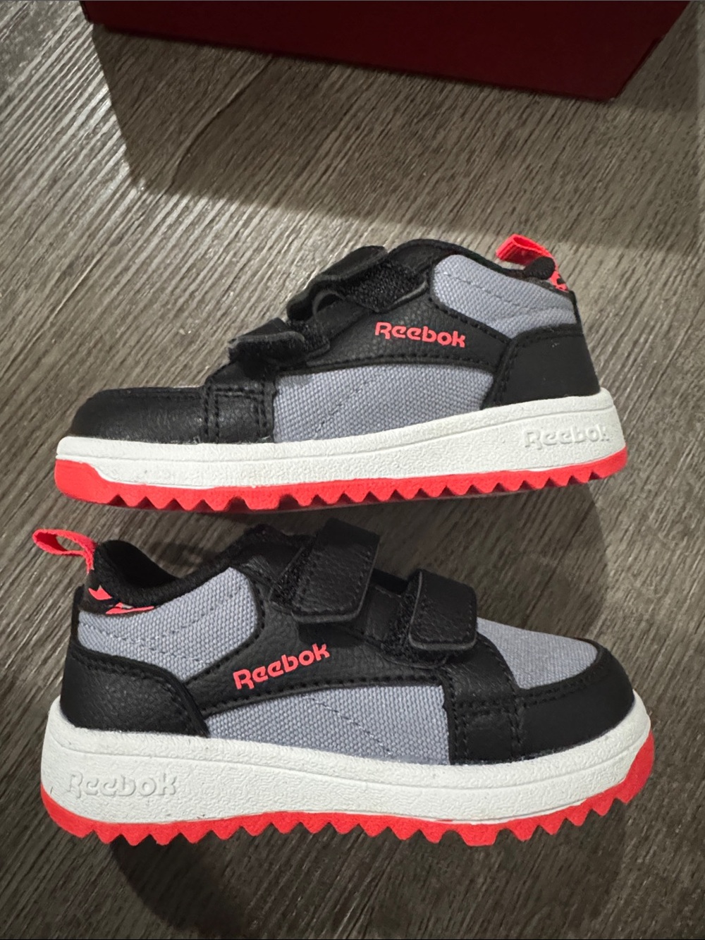 Reebok Kids Gray and Black Sneakers with orange accents